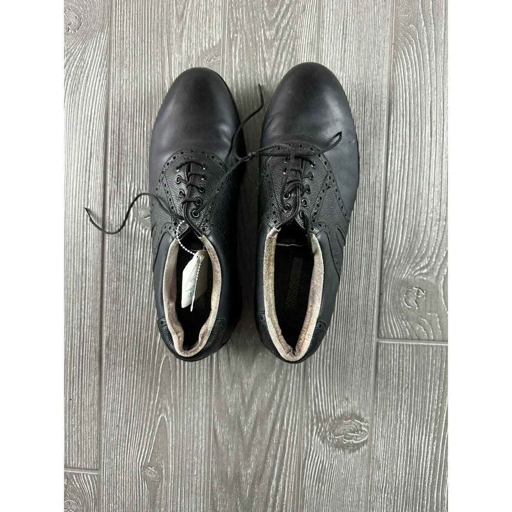 Florsheim Mens Black Leather Golf Shoes Oxfords Vintage Wingtip Size 8.5 M